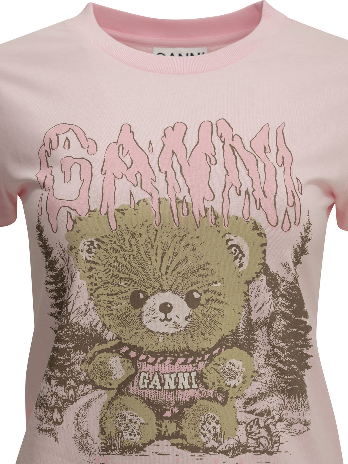 Ganni Forest Teddy Crew-Neck T-Shirt