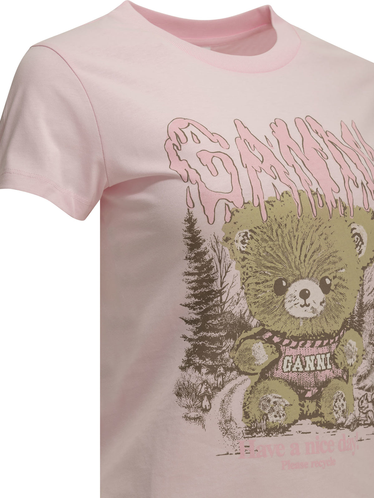 Ganni Forest Teddy Crew-Neck T-Shirt