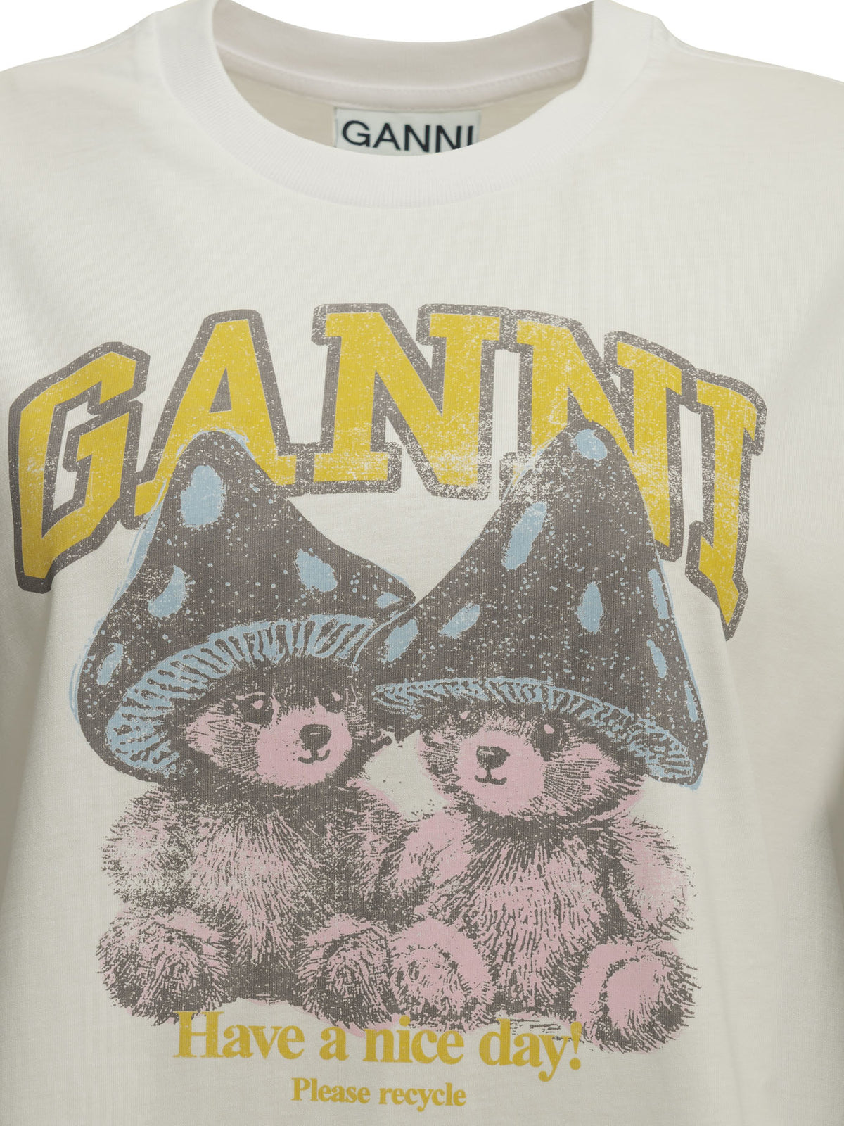 Ganni Mushroom Teddy Crew-Neck T-Shirt