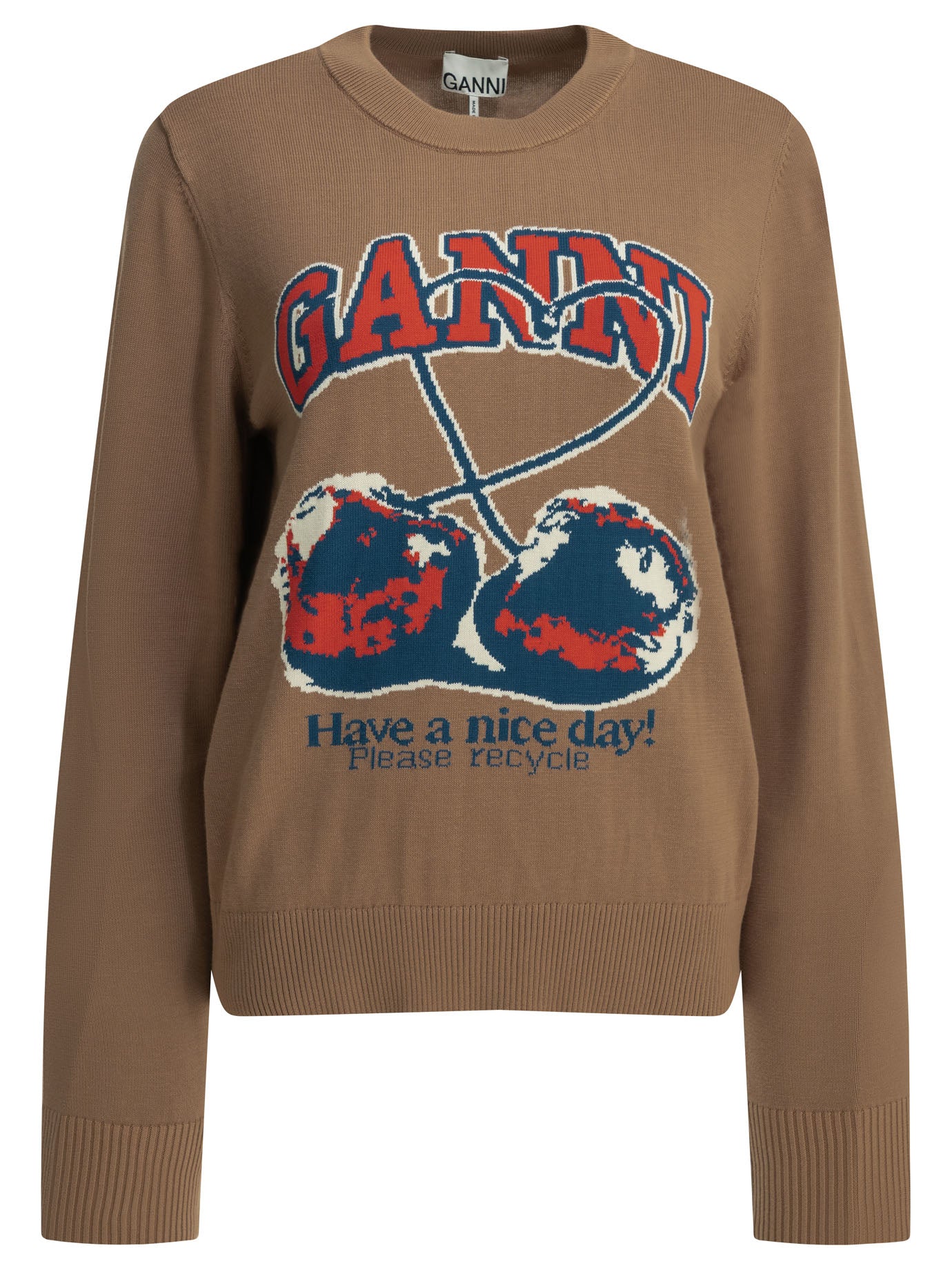 Ganni Cherry Crewneck Sweater