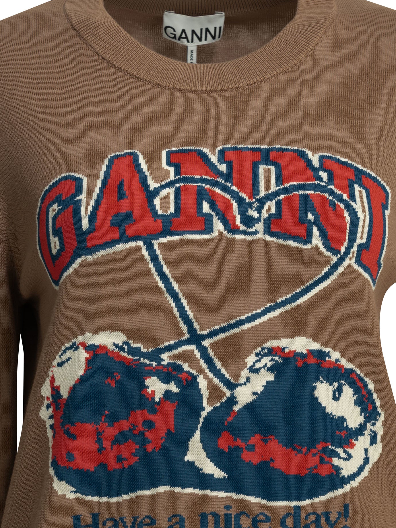 Ganni Cherry Crewneck Sweater
