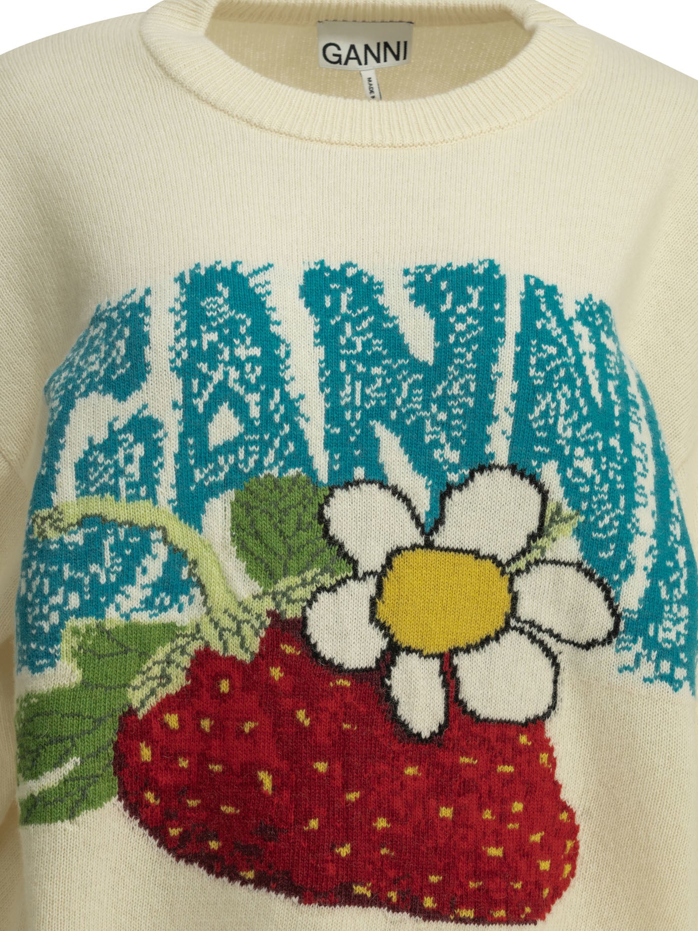 Ganni Strawberry Crew-Neck Sweater