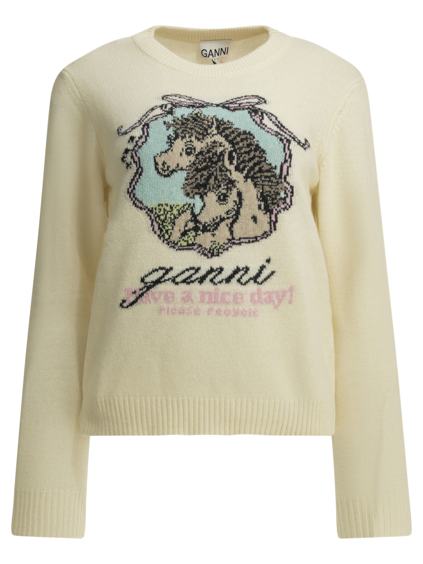 Ganni Horses Crew-Neck Sweater