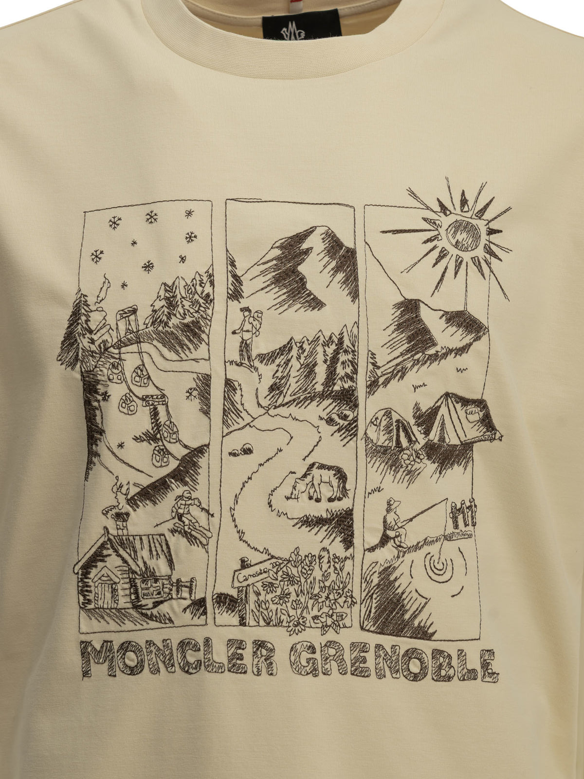 Moncler Grenoble Mountain Landscape Crew-Neck T-Shirt