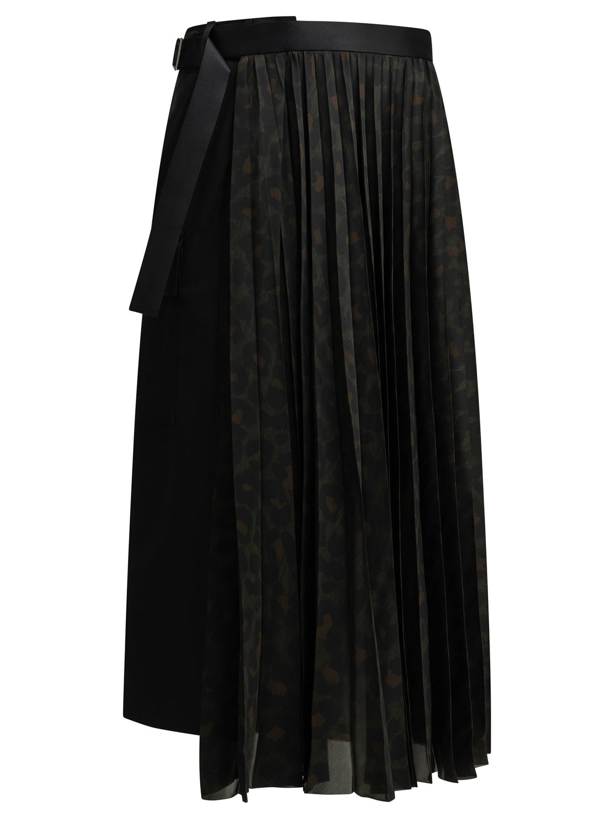 Sacai Pleated Leopard Midi Skirt