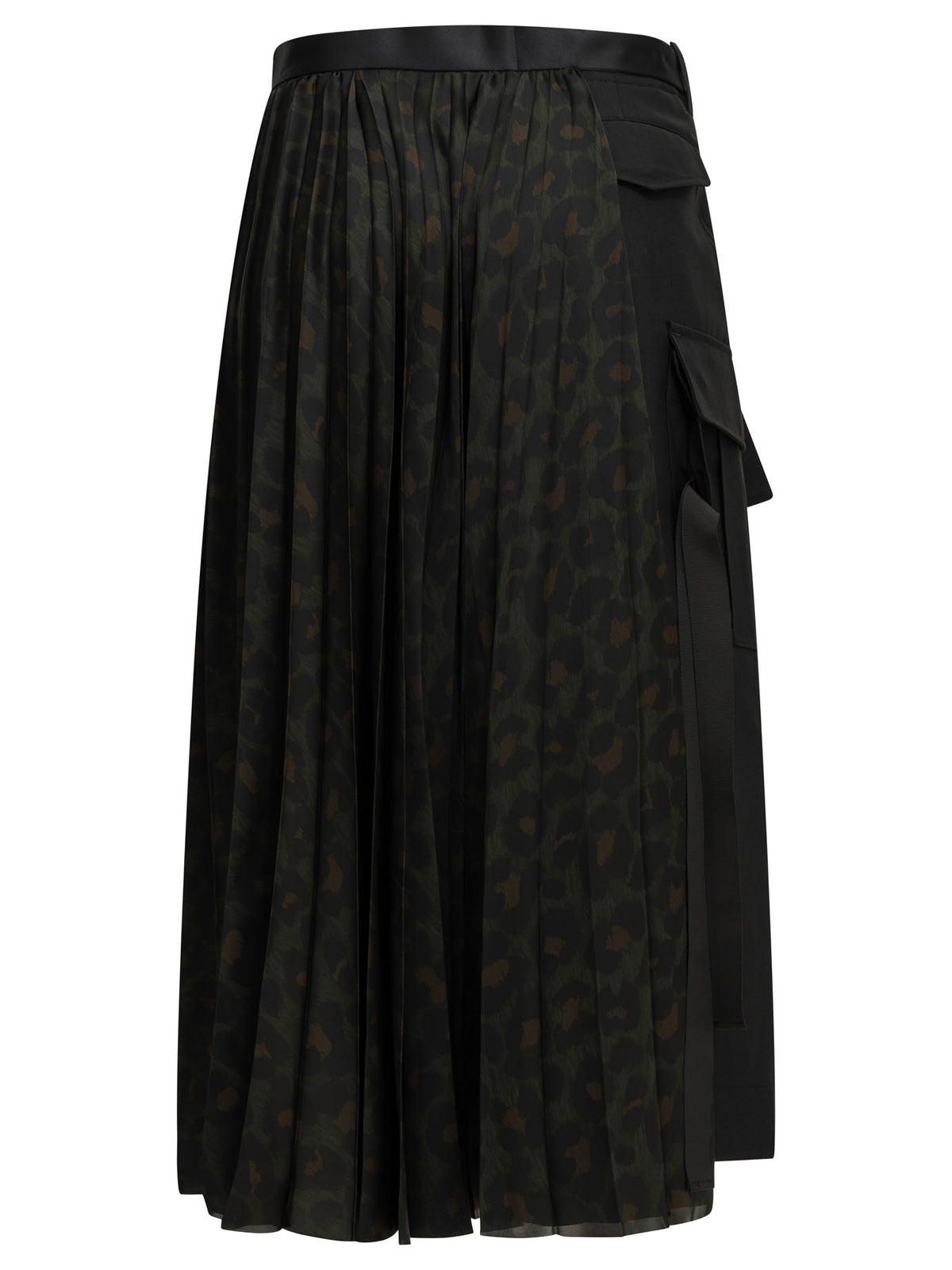 Sacai Pleated Leopard Midi Skirt