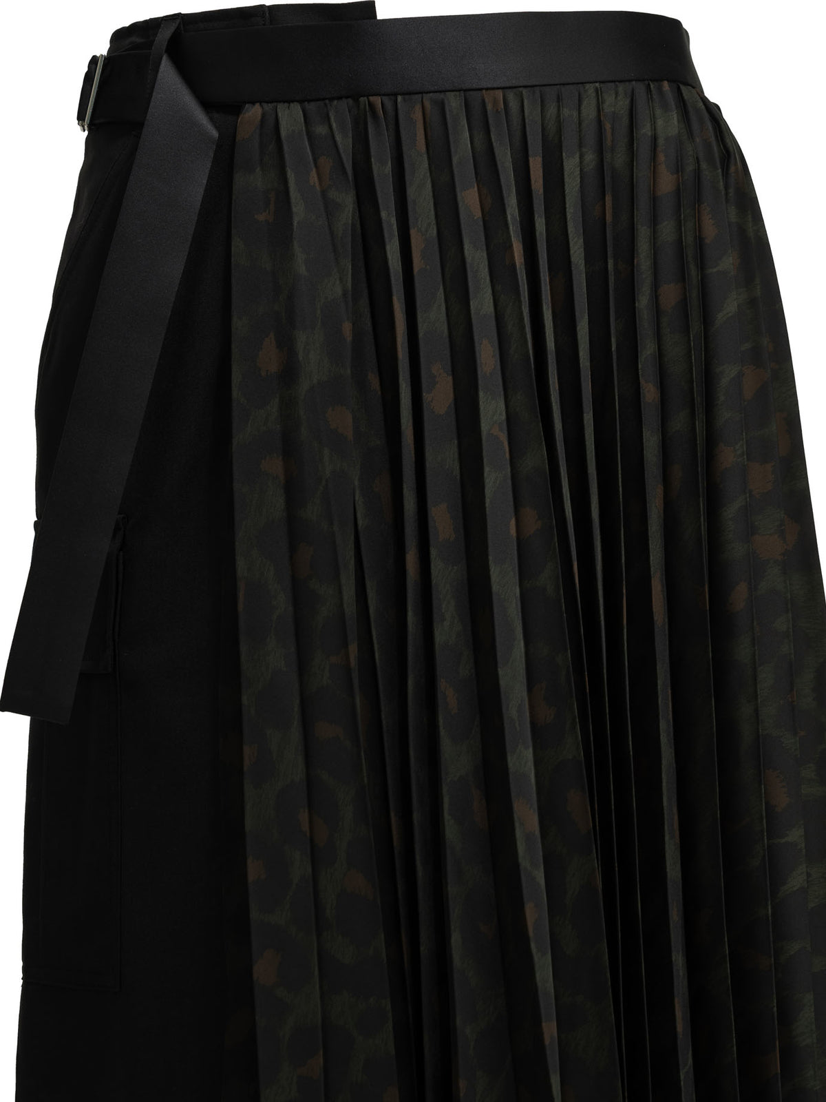 Sacai Pleated Leopard Midi Skirt