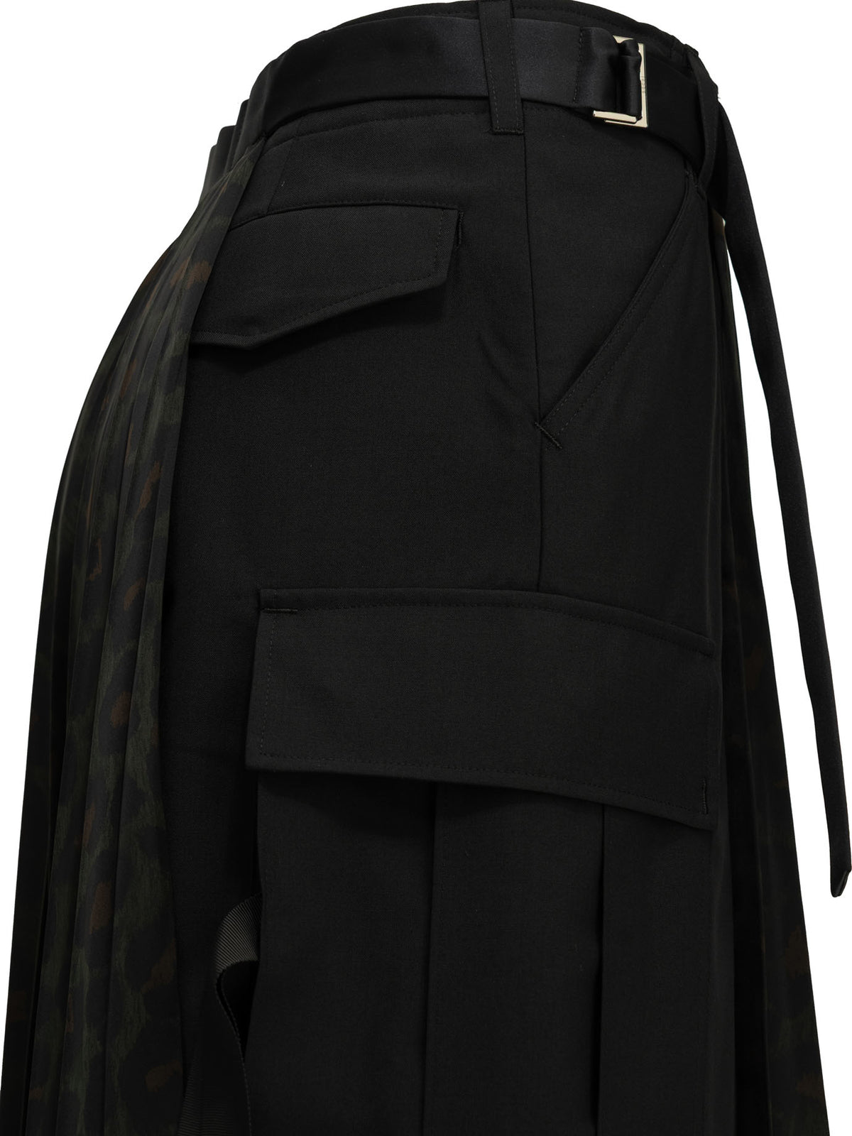 Sacai Pleated Leopard Midi Skirt