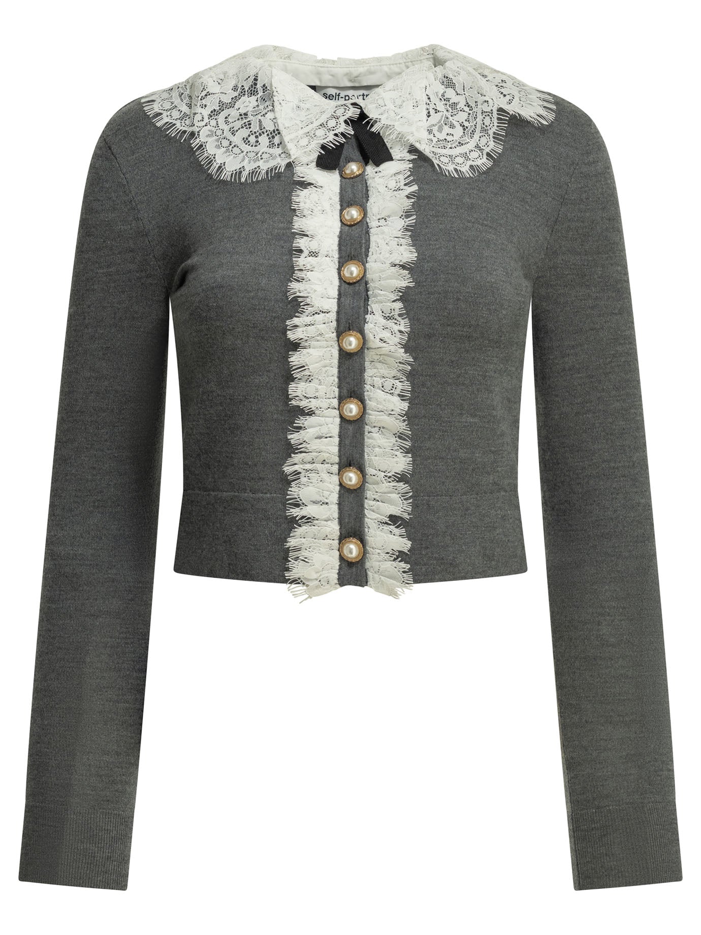 Self-portrait Sweater With Lace Collar