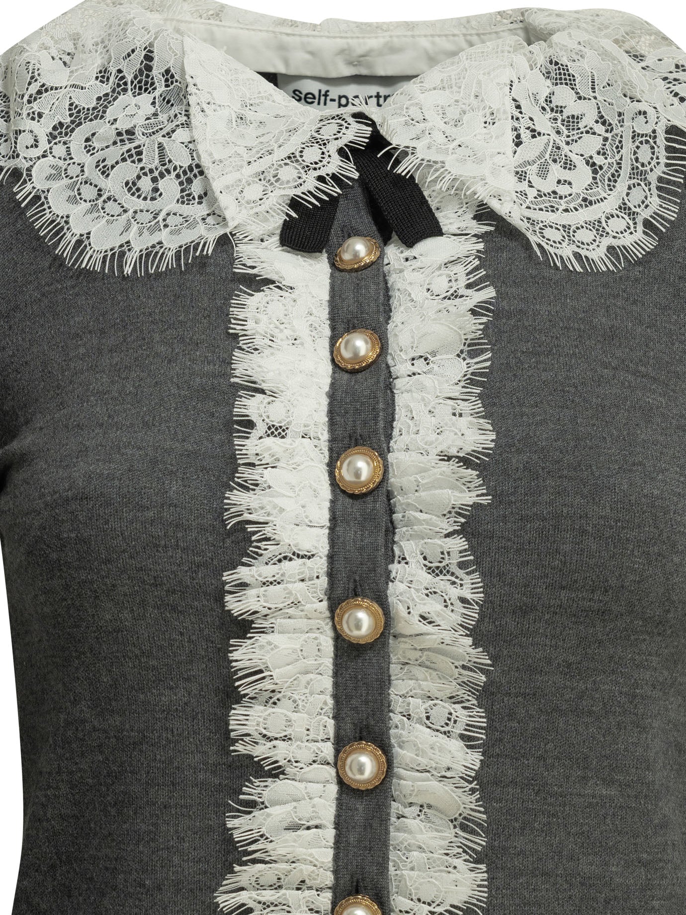 Self-portrait Sweater With Lace Collar