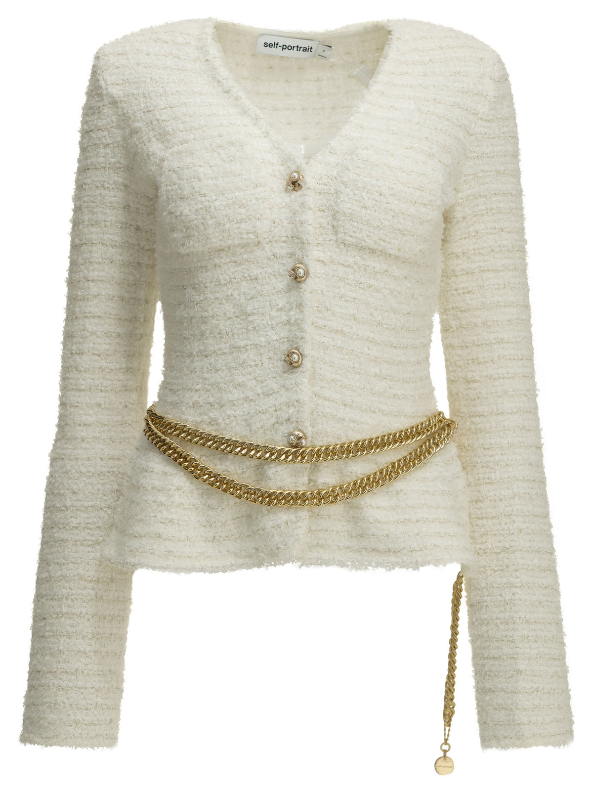 Self-portrait Textured-Knit Cardigan