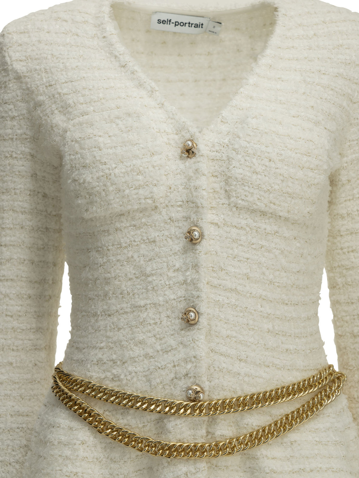 Self-portrait Textured-Knit Cardigan