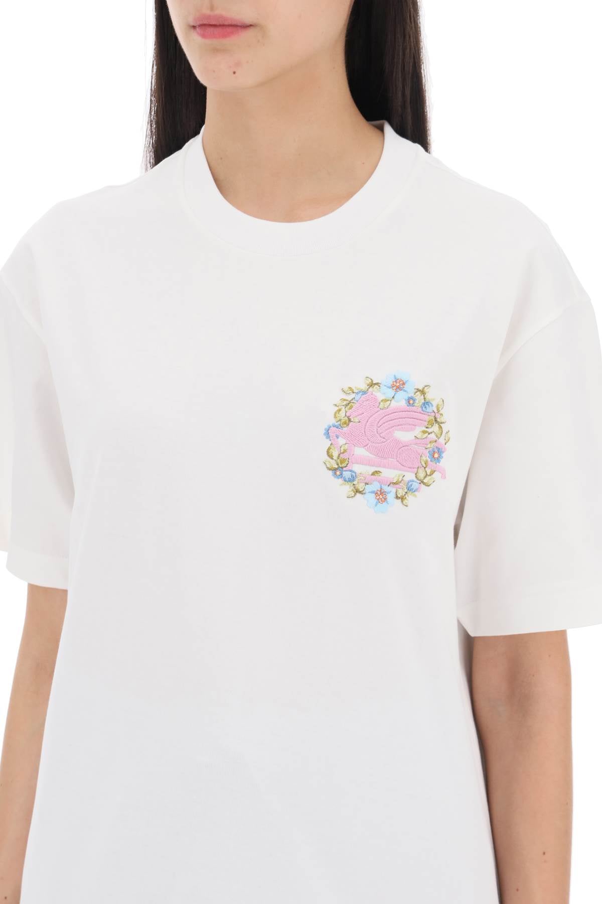 Etro Floral Pegasus Embroidered T-Shirt