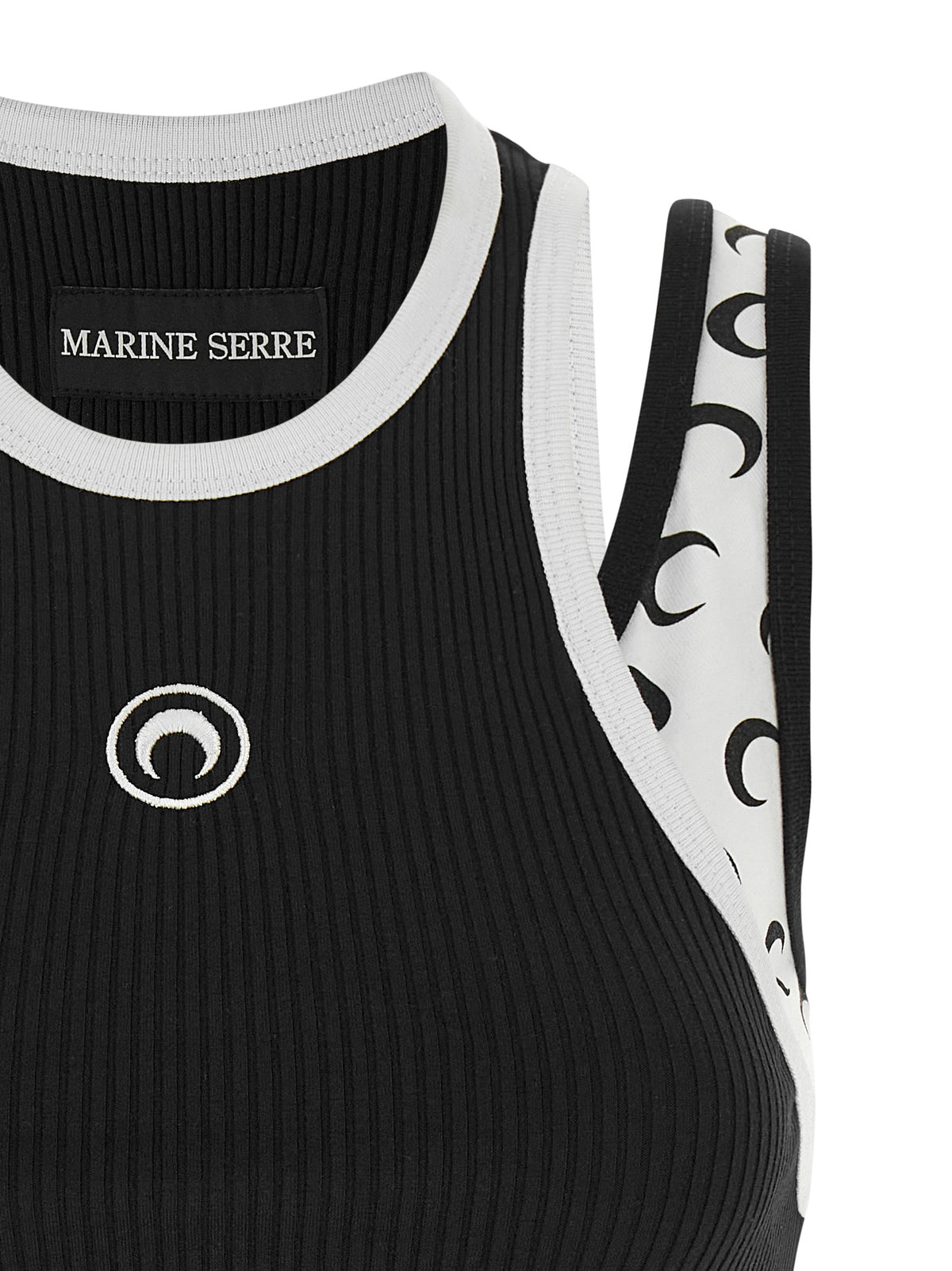 Marine Serre Bicolor 'Moon Logo Jersey' Line Tank Top