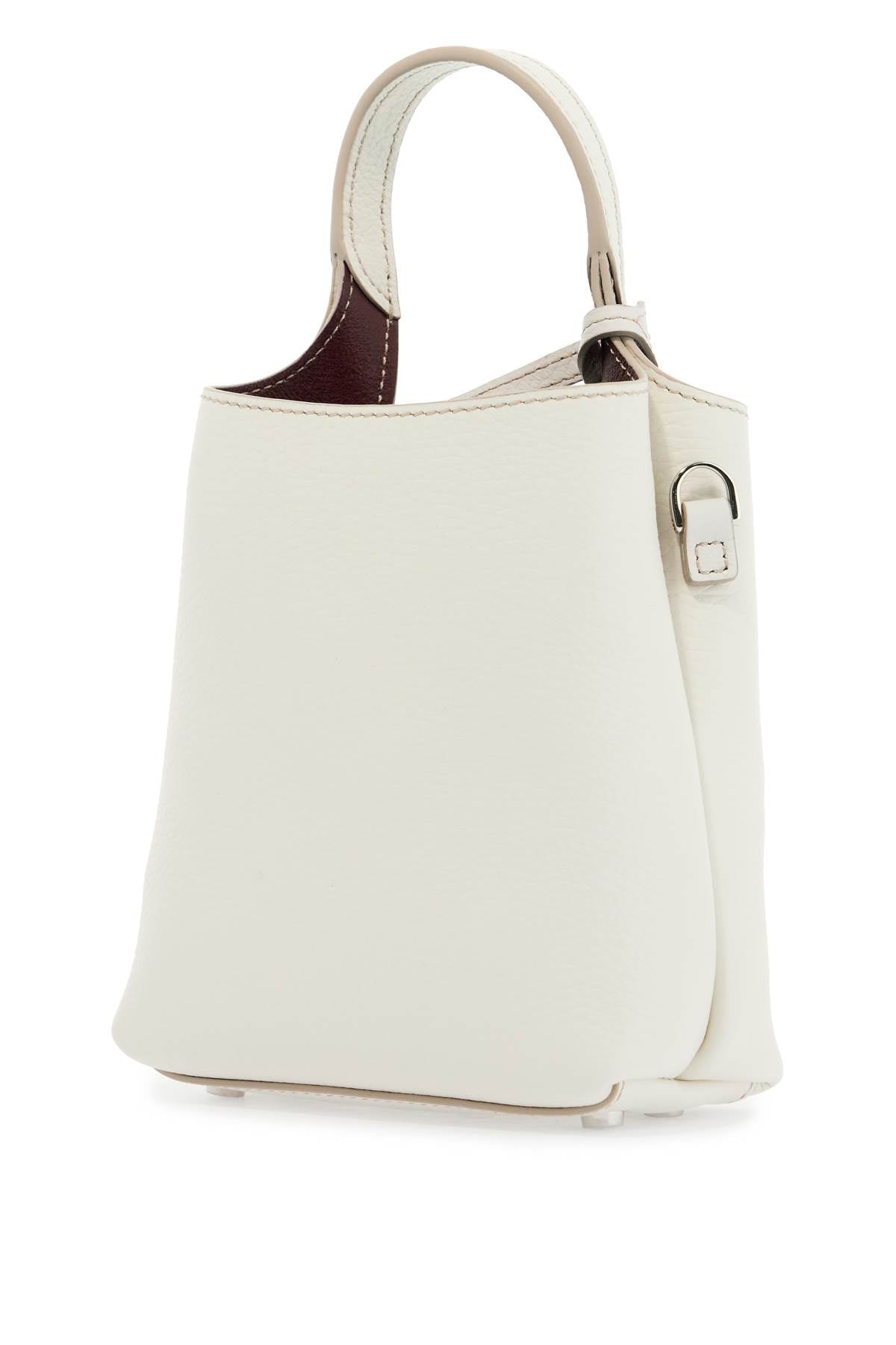 Tod'S White Calf Leather Crossbody Bag With Burgundy Details