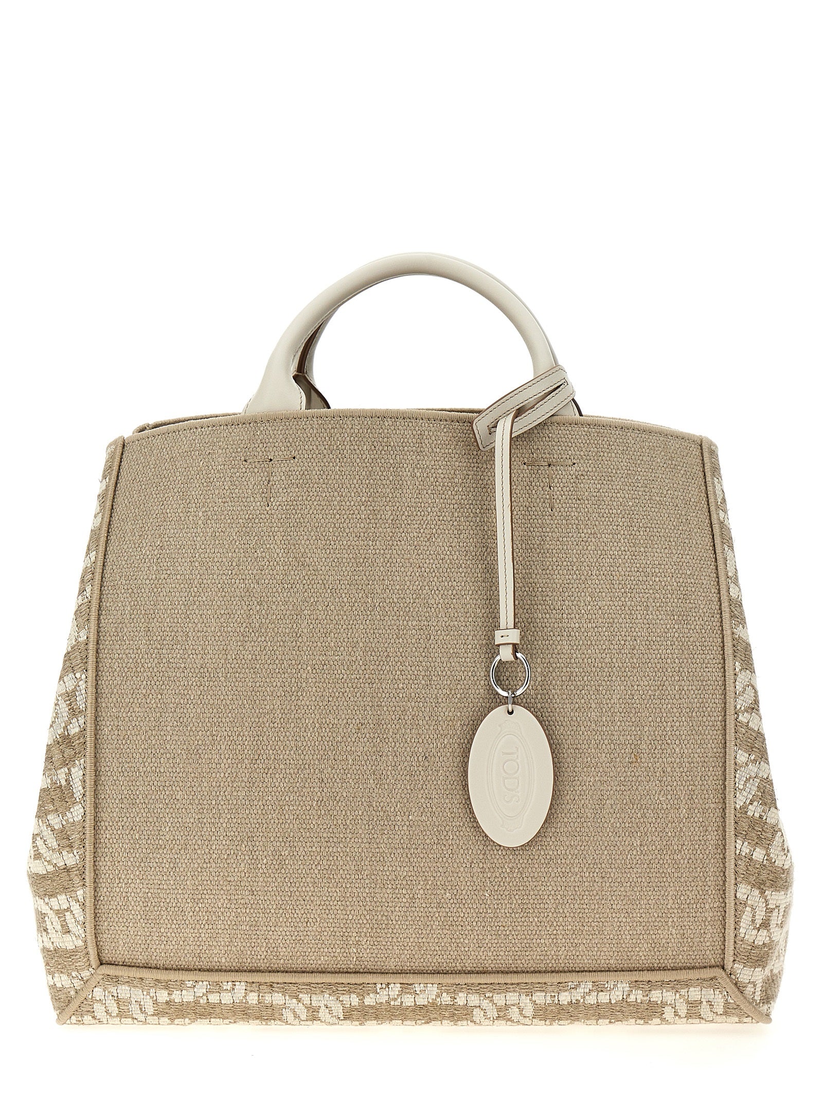 Tod'S Logo Canvas Shopping Bag