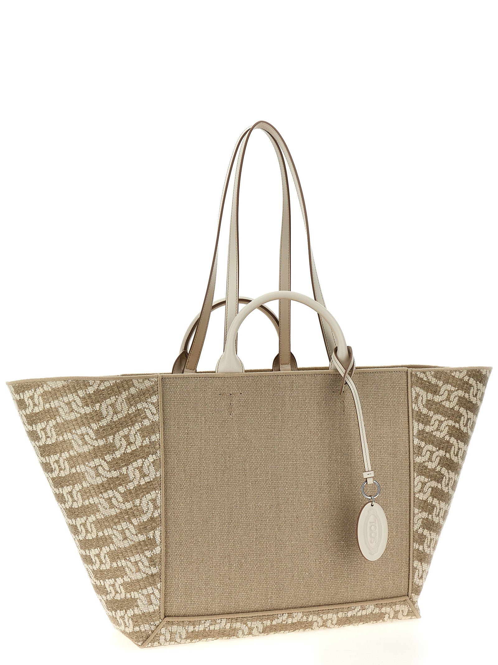 Tod'S Logo Canvas Shopping Bag