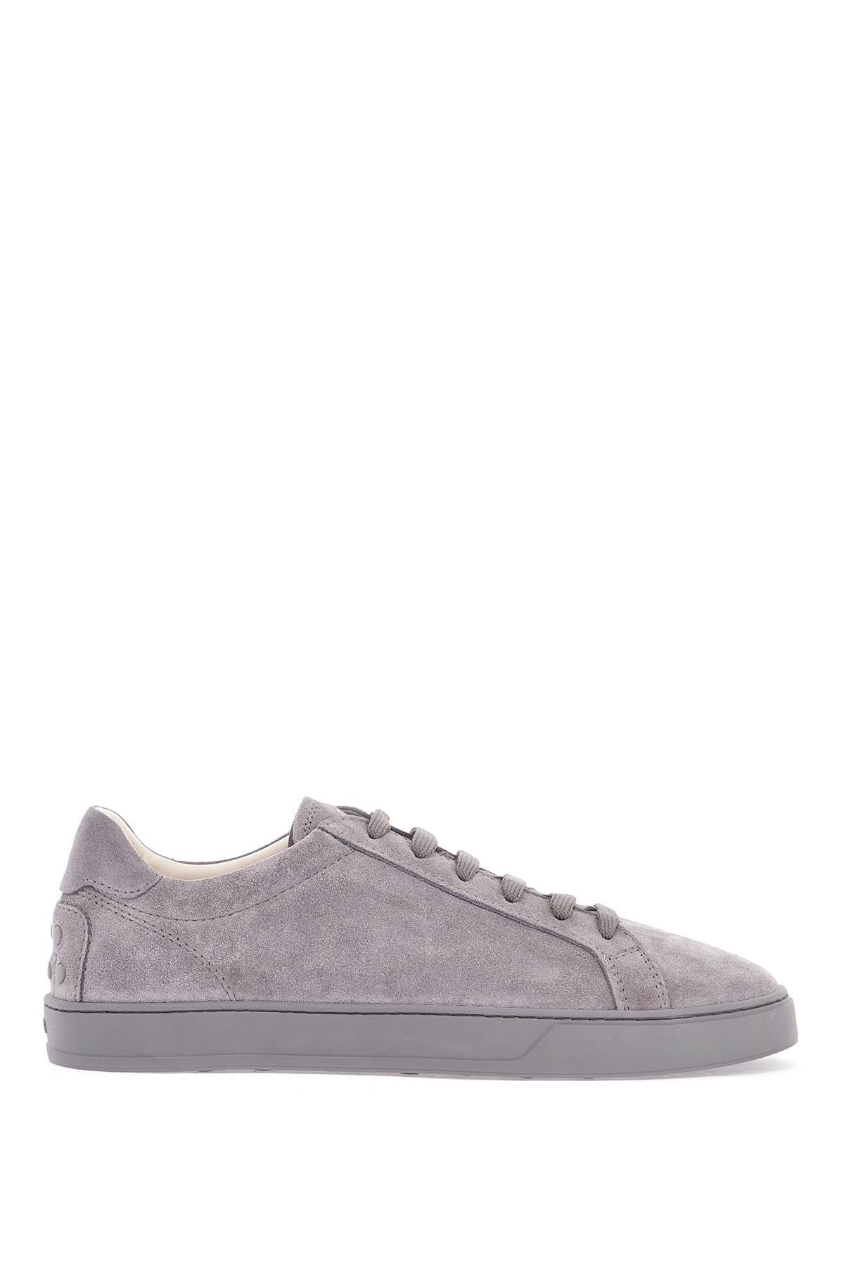 Tod'S Lace-Up Shoes In Suede Mouse Grey With Rubber Sole