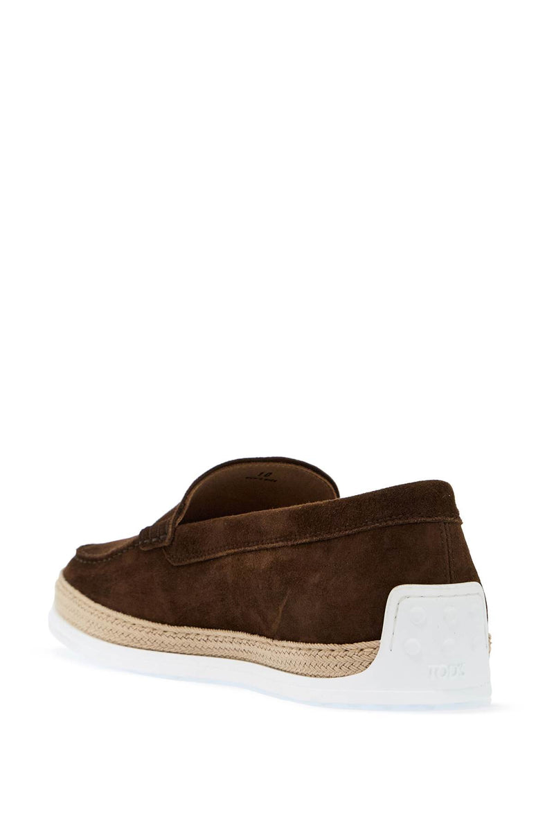 Tod's Suede Slip-On With Rafia Insert Brown