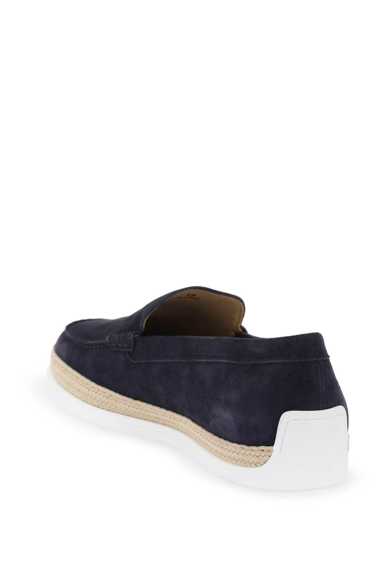 Tod's Suede Slip-On With Rafia Insert Blue