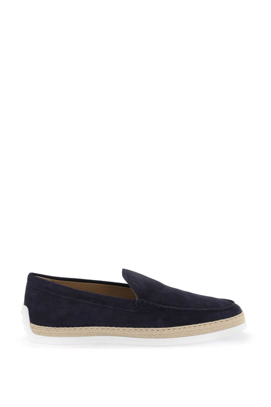 Tod's Suede Slip-On With Rafia Insert Blue