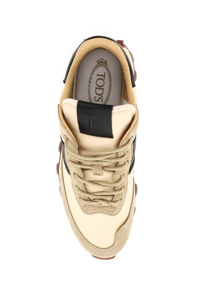 Tod's Suede Leather And Nylon 1T Sneakers Beige