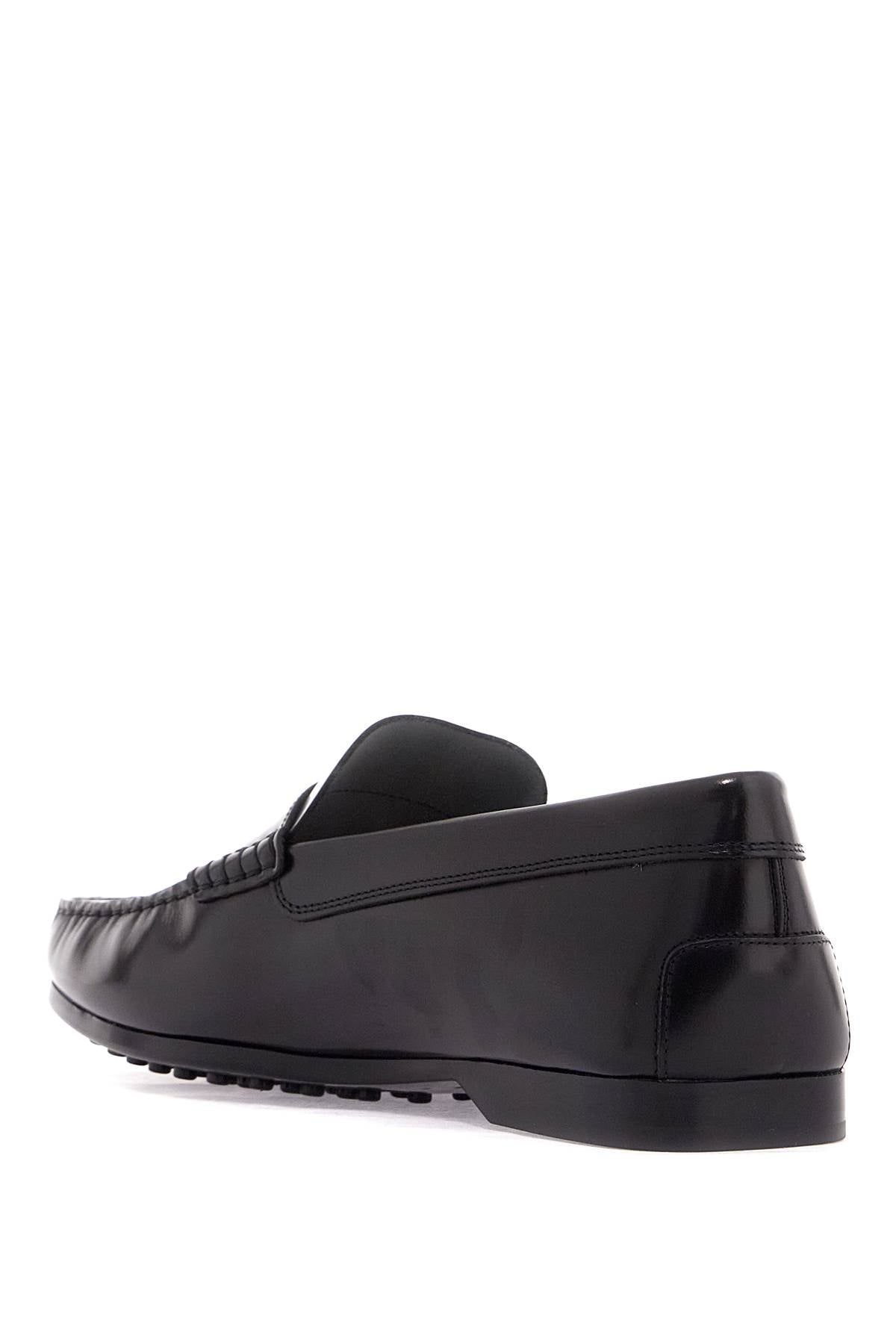 Tod's Brushed Leather Loafers With Penny Detail Black