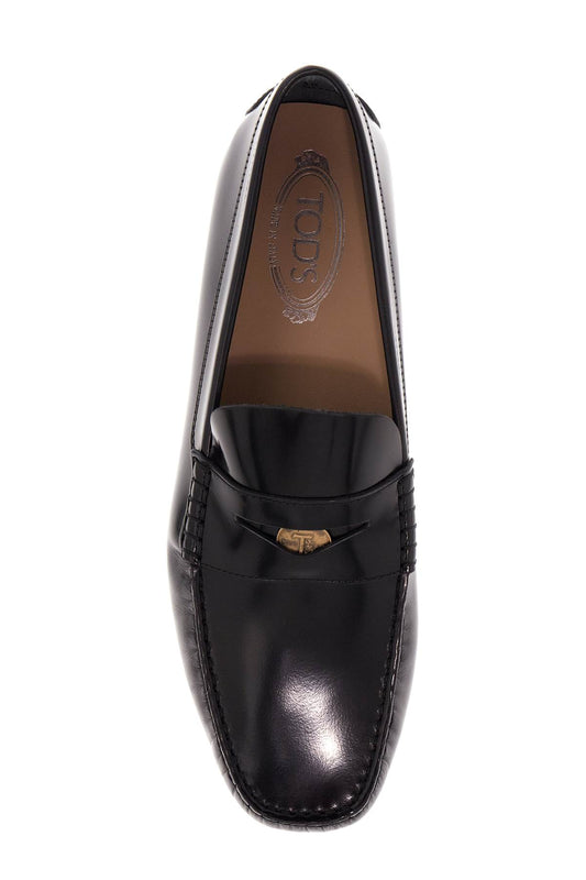 Tod's Brushed Leather Loafers With Penny Detail Black