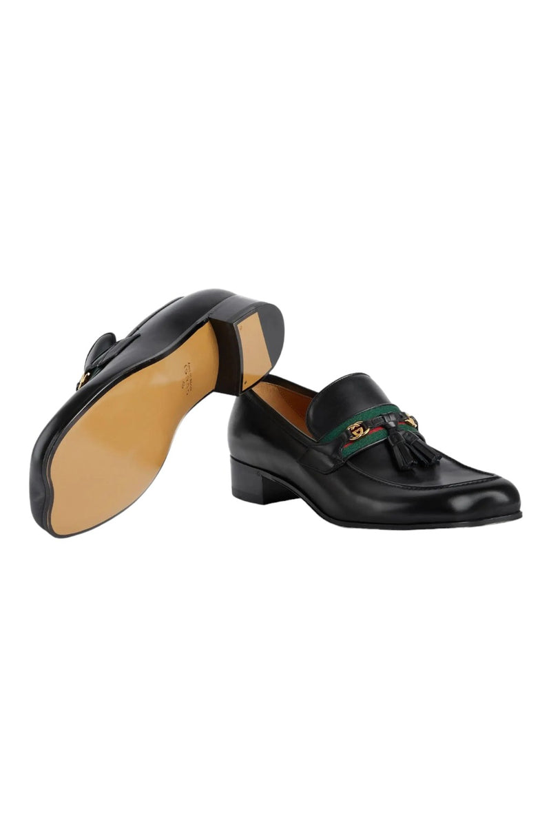 Gucci Tassel-Trim Leather Moccasins