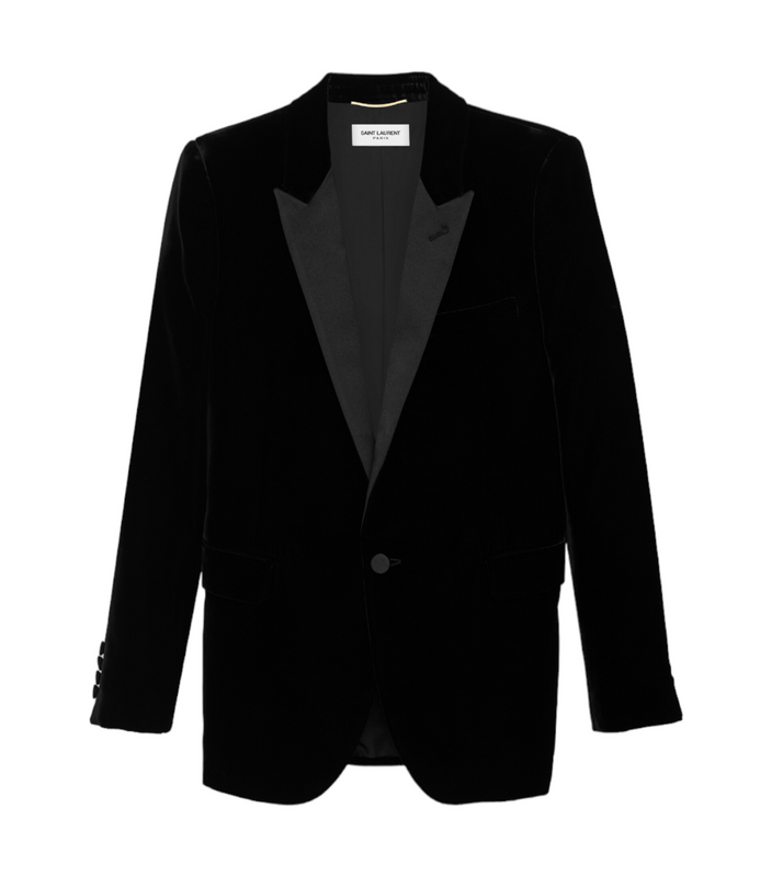 Saint Laurent Peaked Lapel Tuxedo Jacket in Velvet