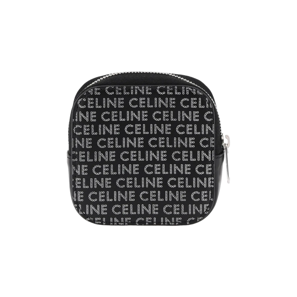 CHAIN SHOULDER BAG CLAUDE IN SUEDE CALFSKIN WITH STRASS - BLACK | CELINE