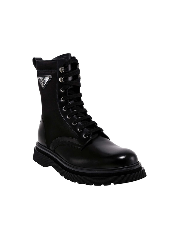 Prada Brushed Leather Combat Boots