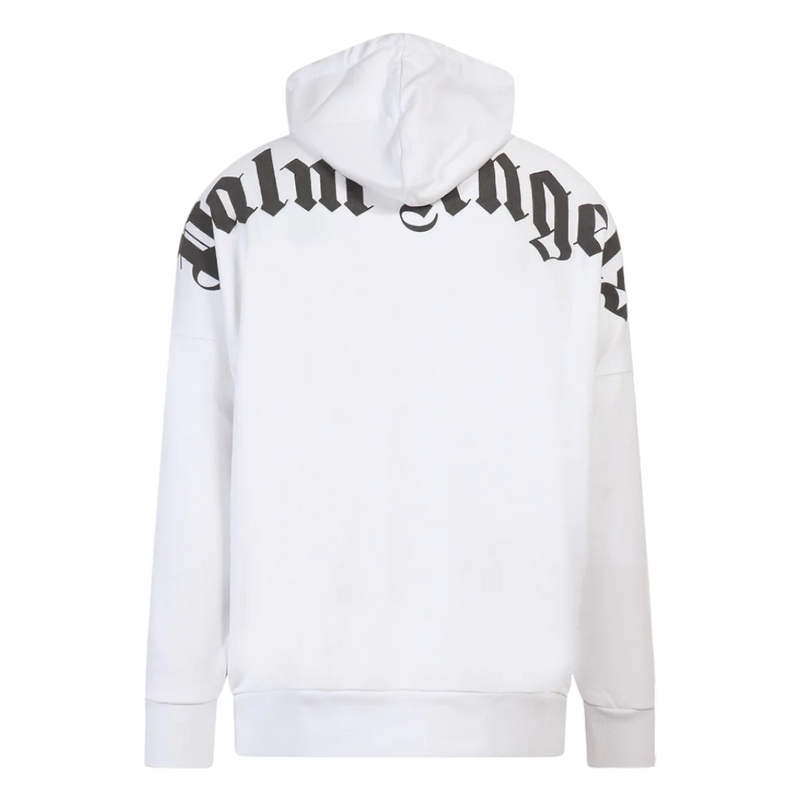 Palm Angels Front/Back Logo Printed Hoodie White