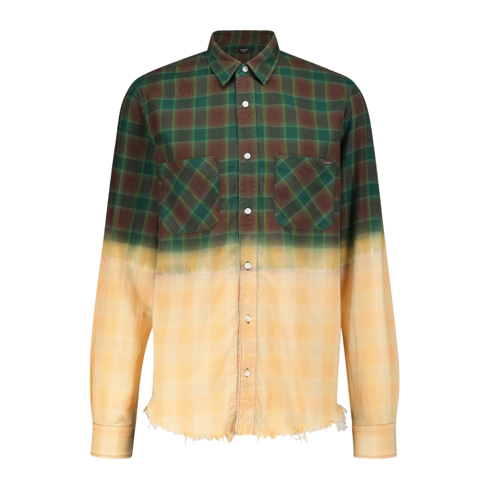 Amiri Two-Tone Bleach Effect Flannel Shirt