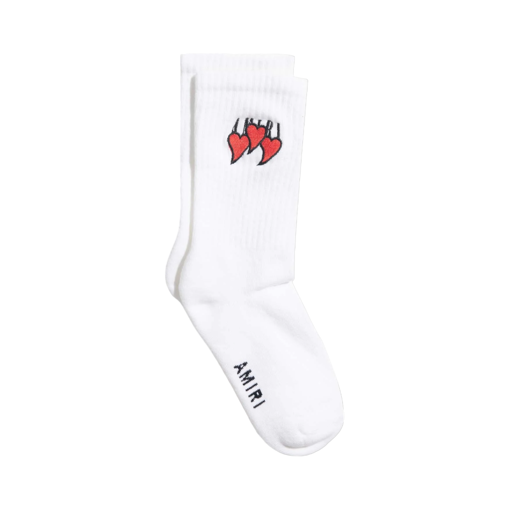 Amiri Embroidered Three Hearts Socks White