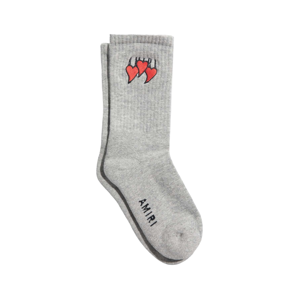 Amiri Embroidered Three Hearts Socks Grey