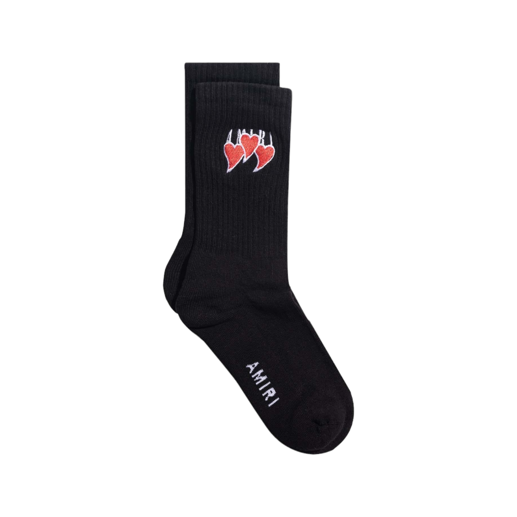 Amiri Embroidered Three Hearts Socks Black