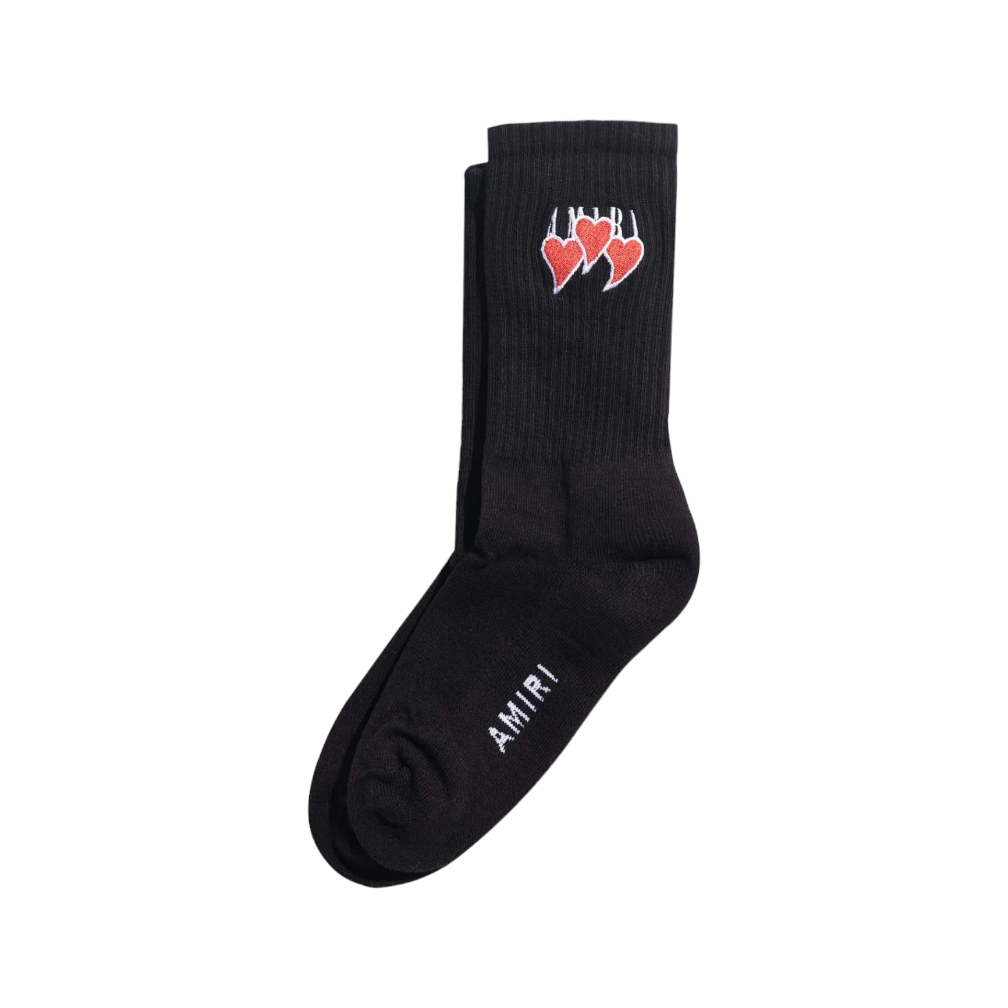 Amiri Embroidered Three Hearts Socks Black