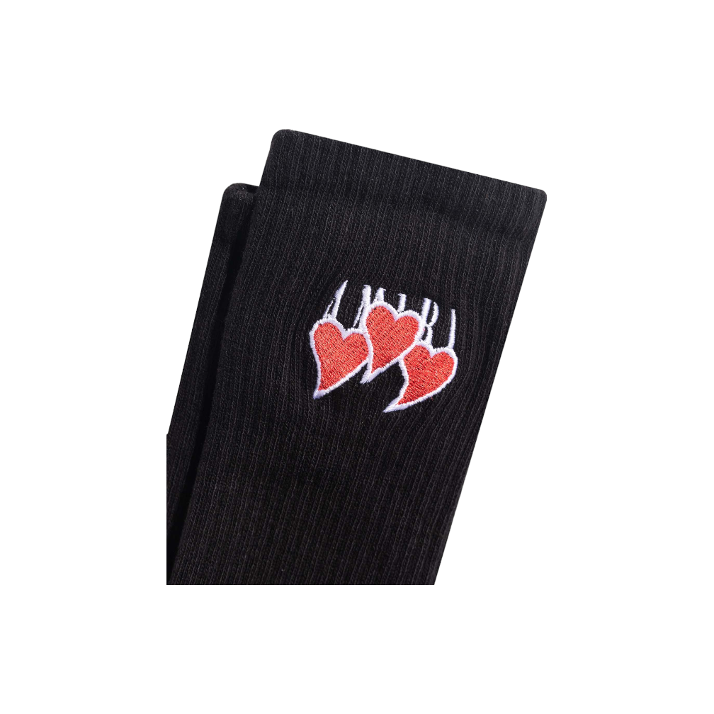 Amiri Embroidered Three Hearts Socks Black