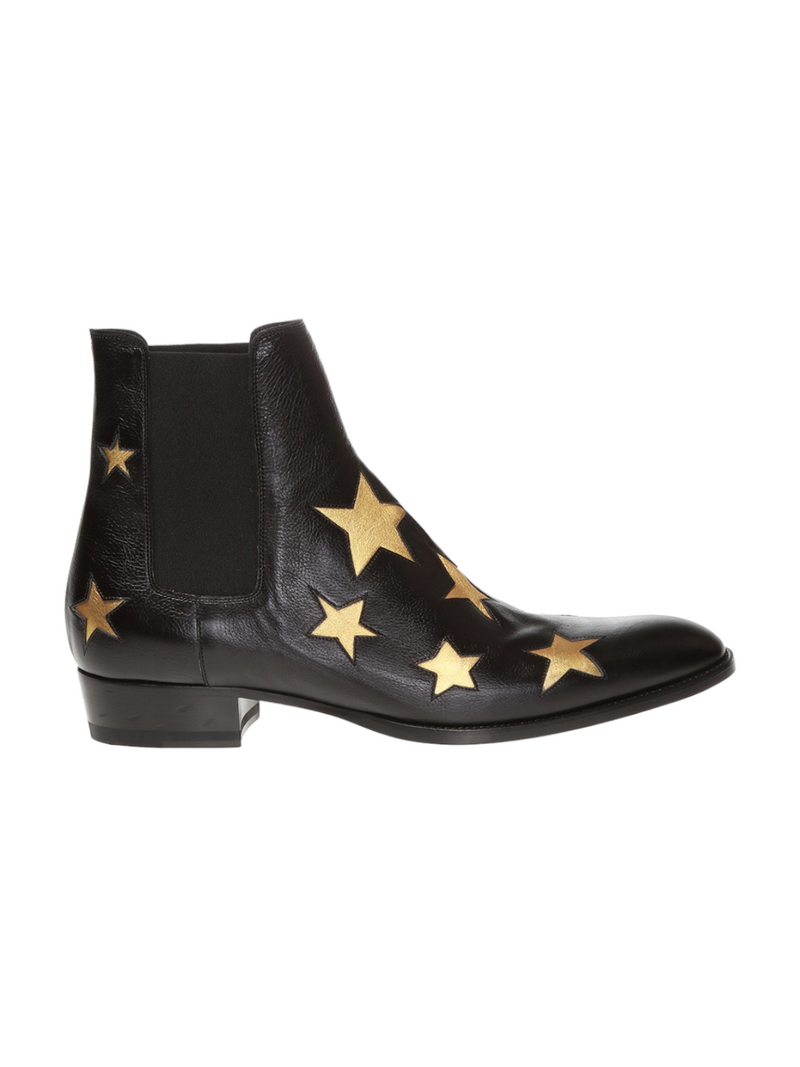 Saint Laurent Wyatt Ankle Boots With Stars
