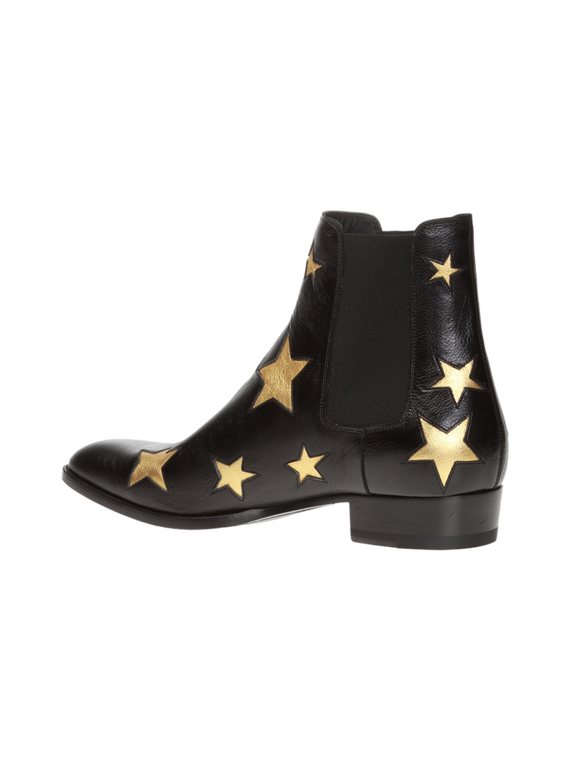 Saint Laurent Wyatt Ankle Boots With Stars