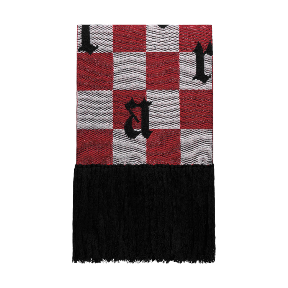 Amiri Check Cashmere Scarf Red