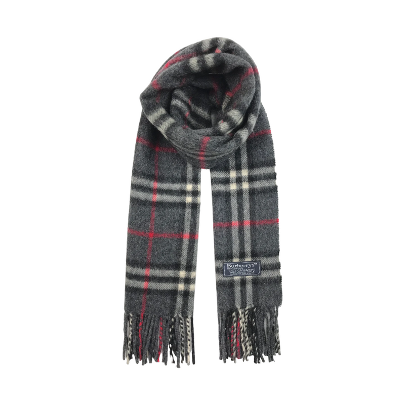 Burberrys of London Dark Grey Check Scarf - Preowned