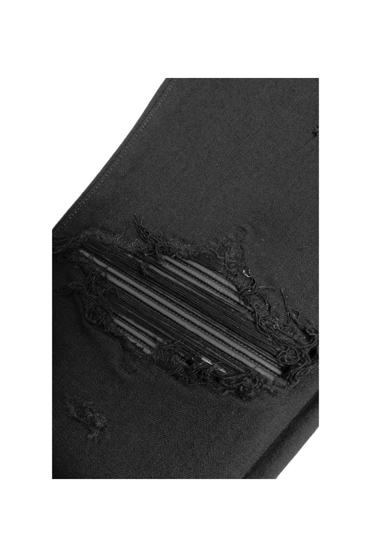 Amiri MX1 Leather Details Distressed Denim Jeans Black