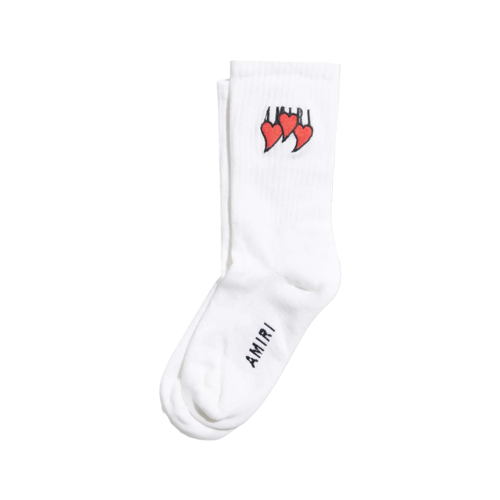 Amiri Embroidered Three Hearts Socks White