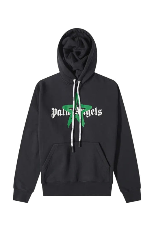 Palm Angels Star Sprayed Logo Hoodie Black/Green
