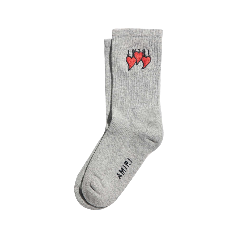 Amiri Embroidered Three Hearts Socks Grey