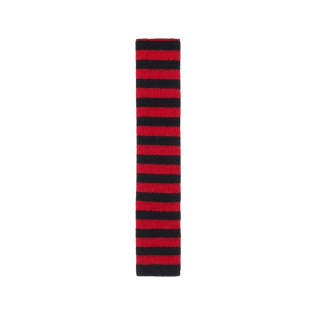 Saint Laurent Black/Red Striped Virgin Wool Scarf