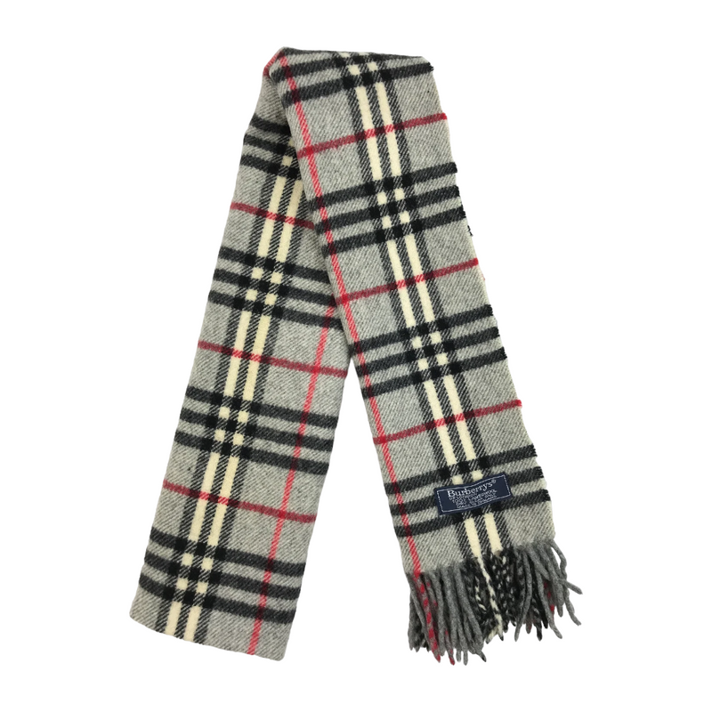 Burberrys of London Light Grey Check Scarf - Preowned