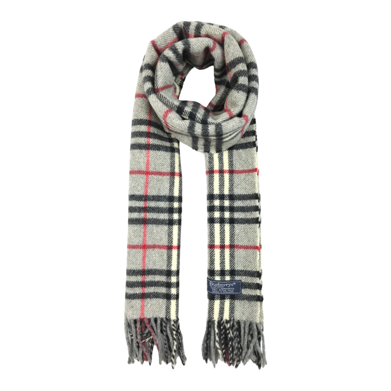 Burberrys of London Light Grey Check Scarf - Preowned